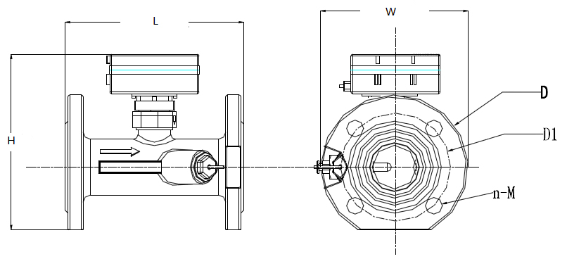 Contador de Energía Térmica Ultrasónico, Cuerpo de Hierro Fundido/Brida/Integrador Plástico