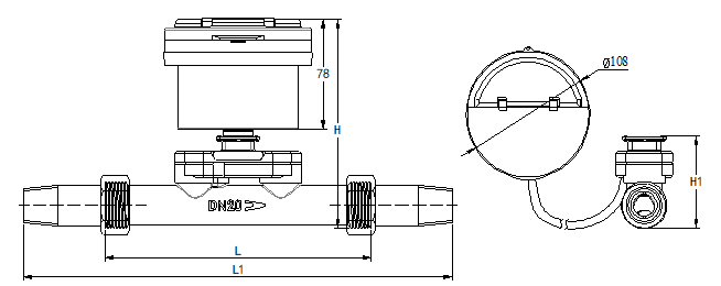 Contador de Agua Ultrasónico Roscado (Agua Caliente) T90