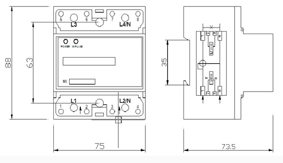 Contador Eléctrico Monofásico, Carril DIN DDS1661-R